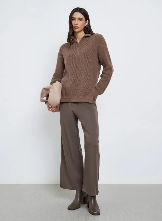 Styli Styli Regular Fit Longline Quarter Zip Sweater