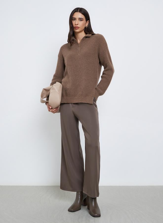 ستايلي سويتر طويل بقصة عادية وربع سحَّاب غلق - Image 2