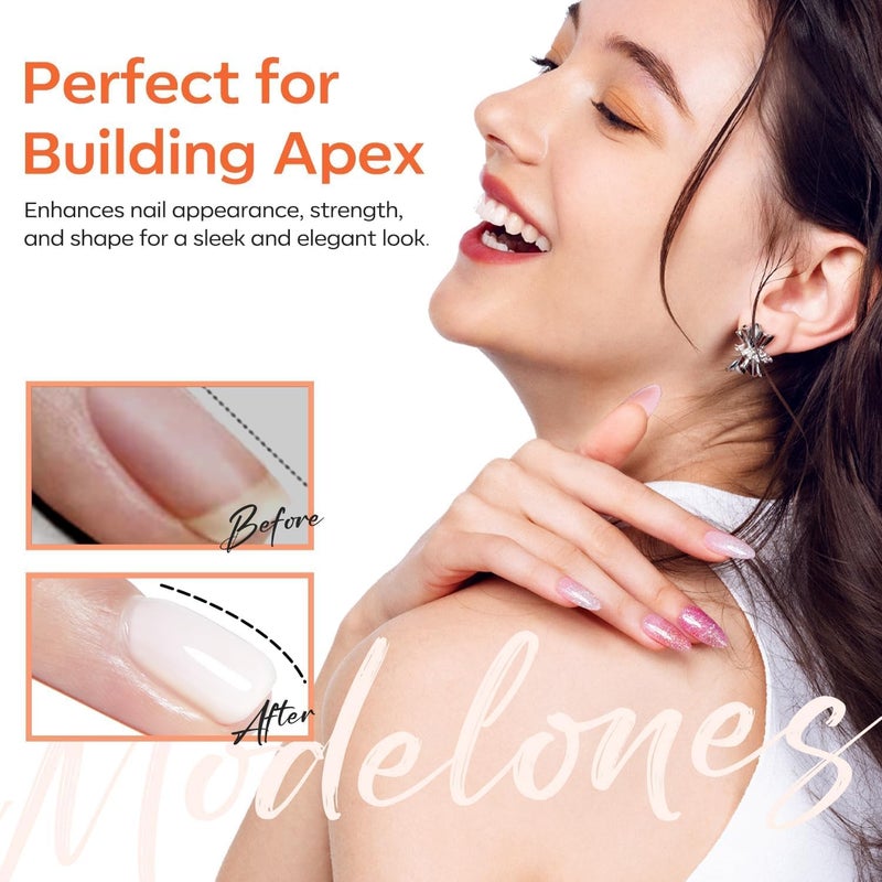 modelones Milky White Rubber Gel Base Coat, 6 in One Builder for Strengthen Apex Building Extension Long Lasting Protect Color Based Gel Polish Manicure for Fragile Nails Art Home Salon - Image 3