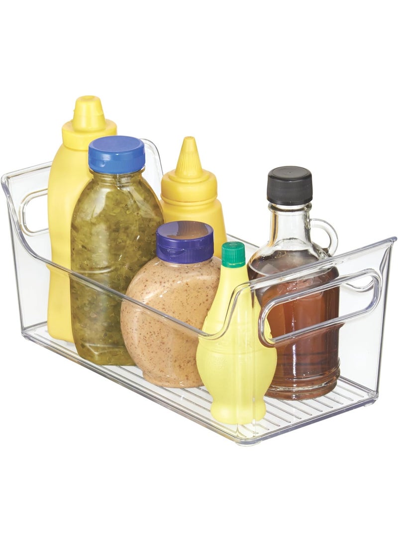 أي ديزاين منظم ثلاجة iDesign Fridge Binz حامل صلصات محمول شفاف، علبة تنظيم بلاستيكية بمقابض لتخزين الصلصات والزجاجات داخل الثلاجة، منظم مطبخ خالي من BPA - Image 1