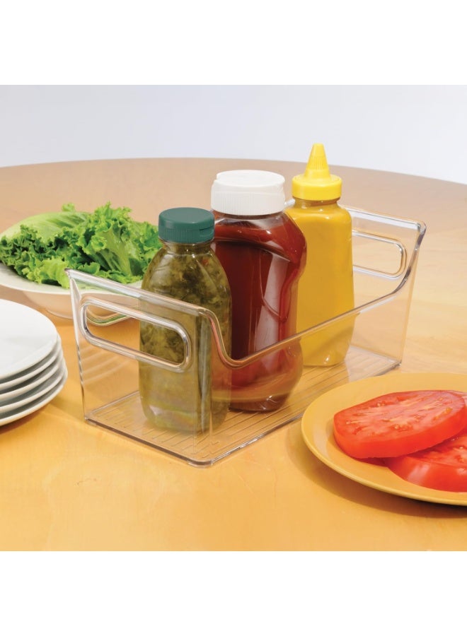 أي ديزاين منظم ثلاجة iDesign Fridge Binz حامل صلصات محمول شفاف، علبة تنظيم بلاستيكية بمقابض لتخزين الصلصات والزجاجات داخل الثلاجة، منظم مطبخ خالي من BPA - Image 2