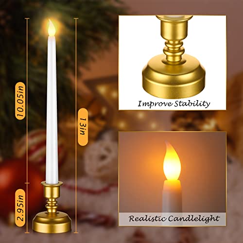 Fumete 16 Pcs Flameless Candles with Gold Base Battery Powered Taper White Candles Battery Operated LED Candlesticks for Party Home Dinner Decorations - Image 3