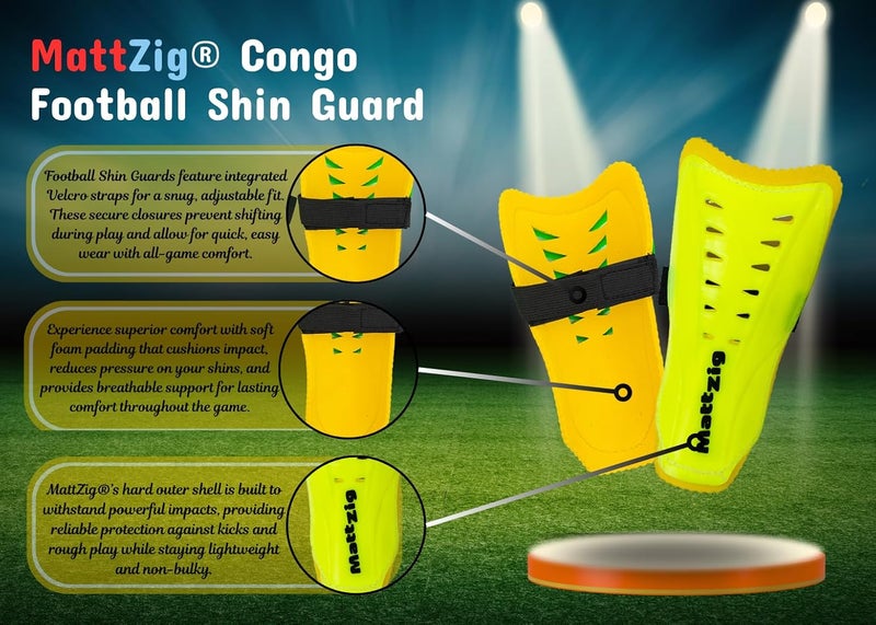 MATTZIG ® Congo Football Kit (One Pair of Football Socks & One Pair of Football Shin Guard) (Yellow) - Image 3