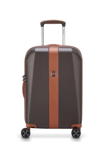 DELSEY Paris Promenade Hard 2.0 55cm Hardcase 4 Double Wheel Expandable Cabin Luggage Trolley Chocolate