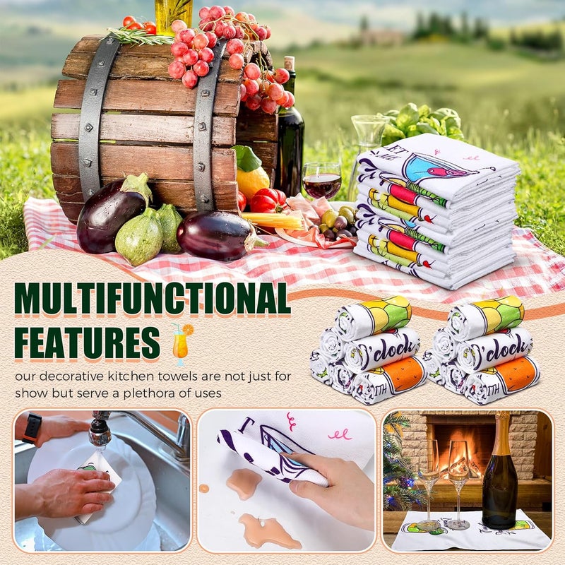 Macarrie مجموعة من 12 قطعة من مناشف الكوكتيل المضحكة 16 × 24 بوصة مناشف مطبخ ماصة وسريعة الجفاف مجموعة مناشف الشاي لمحبي الكوكتيل هدية عيد ميلاد - Image 4