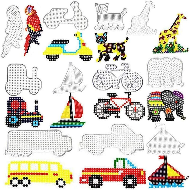 H&W 35PCS 5mm Fuse Beads Boards, Large Clear Pegboards Kits, with Gift 4 Lroning Paper & Parts & Bases (WA3-Z16) - Image 2