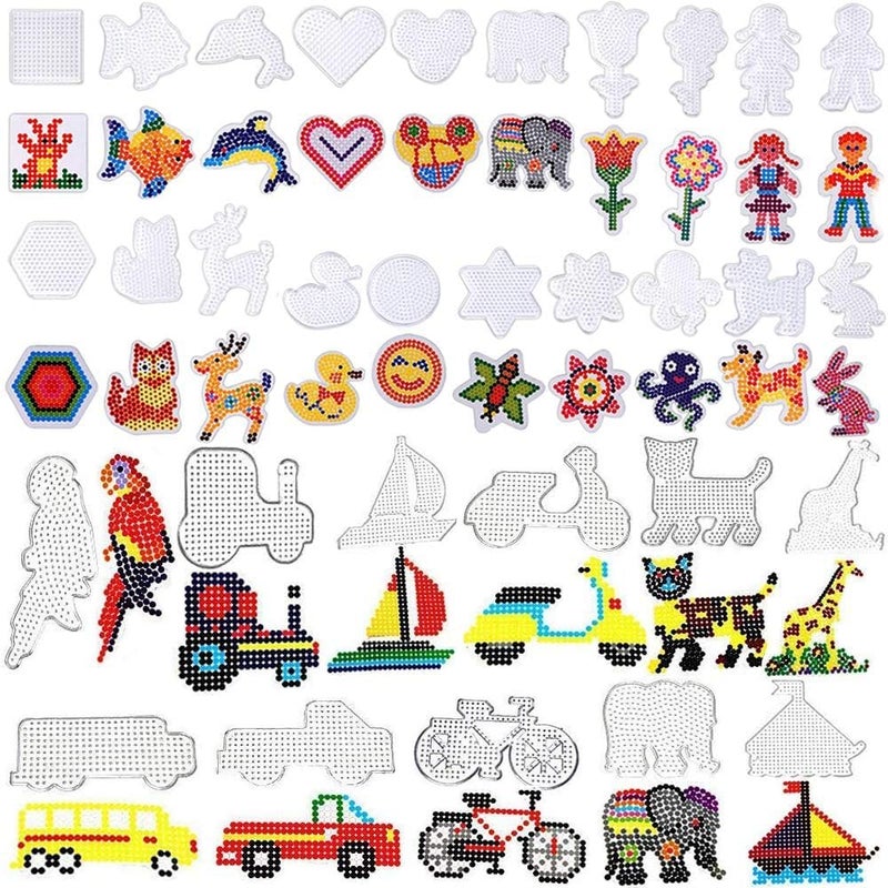 H&W 35PCS 5mm Fuse Beads Boards, Large Clear Pegboards Kits, with Gift 4 Lroning Paper & Parts & Bases (WA3-Z16) - Image 3