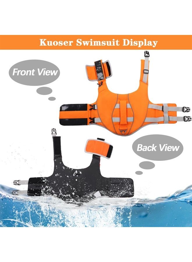 Kuoser Dog Life Jacket with Reflective Stripes, Adjustable High Visibility Dog Life Vest Ripstop Dog Lifesaver Pet Life Preserver with High Flotation Swimsuit for Small Medium and Large Dogs - Image 3