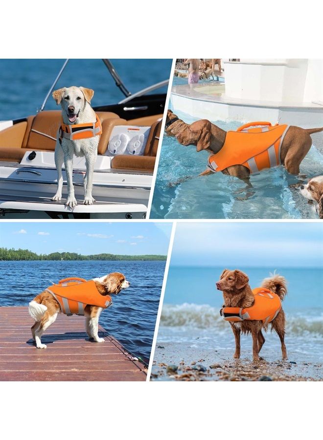 Kuoser Dog Life Jacket with Reflective Stripes, Adjustable High Visibility Dog Life Vest Ripstop Dog Lifesaver Pet Life Preserver with High Flotation Swimsuit for Small Medium and Large Dogs - Image 5