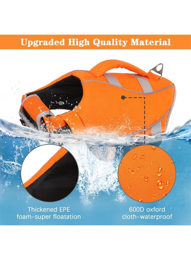 Kuoser Dog Life Jacket with Reflective Stripes, Adjustable High Visibility Dog Life Vest Ripstop Dog Lifesaver Pet Life Preserver with High Flotation Swimsuit for Small Medium and Large Dogs - Image 4
