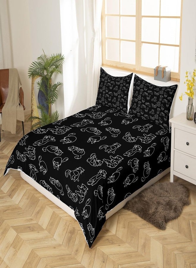 Feelyou Cartoon Cat Bedding Duvet Cover Set Cute Pet Cats Kids Bedding Set Animal Pattern Printed Comforter Cover Set for Boys Room Decor Kitten Print Bedspread Cover Twin Size with 1 Pillow Case - Image 2