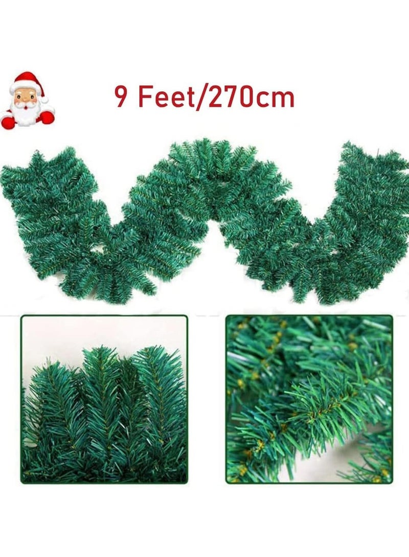 تابيت زينة أكاليل الكريسماس 270 سم ديكور إكليل صناعي للمنزل مع 300 فرع إكليل الصنوبر الأخضر السميك لشجرة الكريسماس ديكورات الكريسماس للمنزل الداخلي والخارجي - Image 2