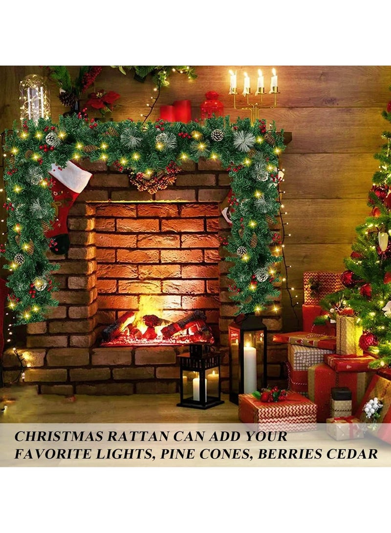 تابيت زينة أكاليل الكريسماس 270 سم ديكور إكليل صناعي للمنزل مع 300 فرع إكليل الصنوبر الأخضر السميك لشجرة الكريسماس ديكورات الكريسماس للمنزل الداخلي والخارجي - Image 4