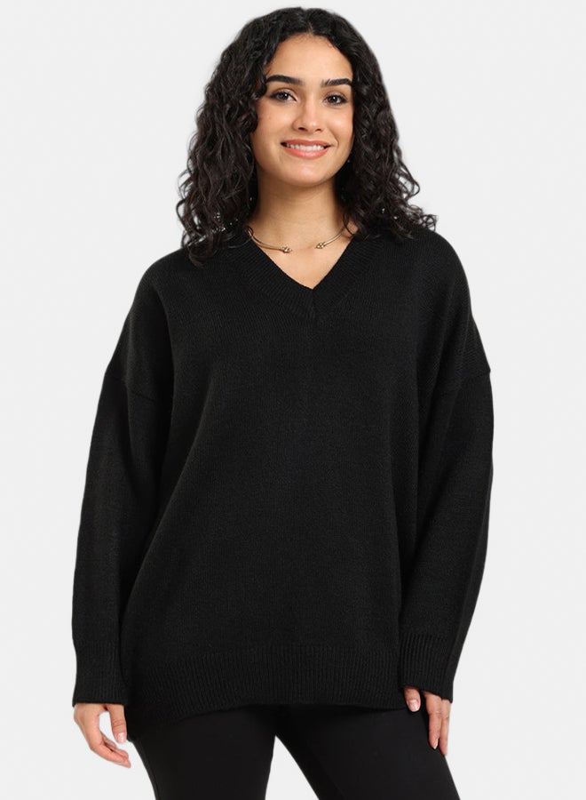 Carina Knitted Ribbed Trim Pullover - Image 1