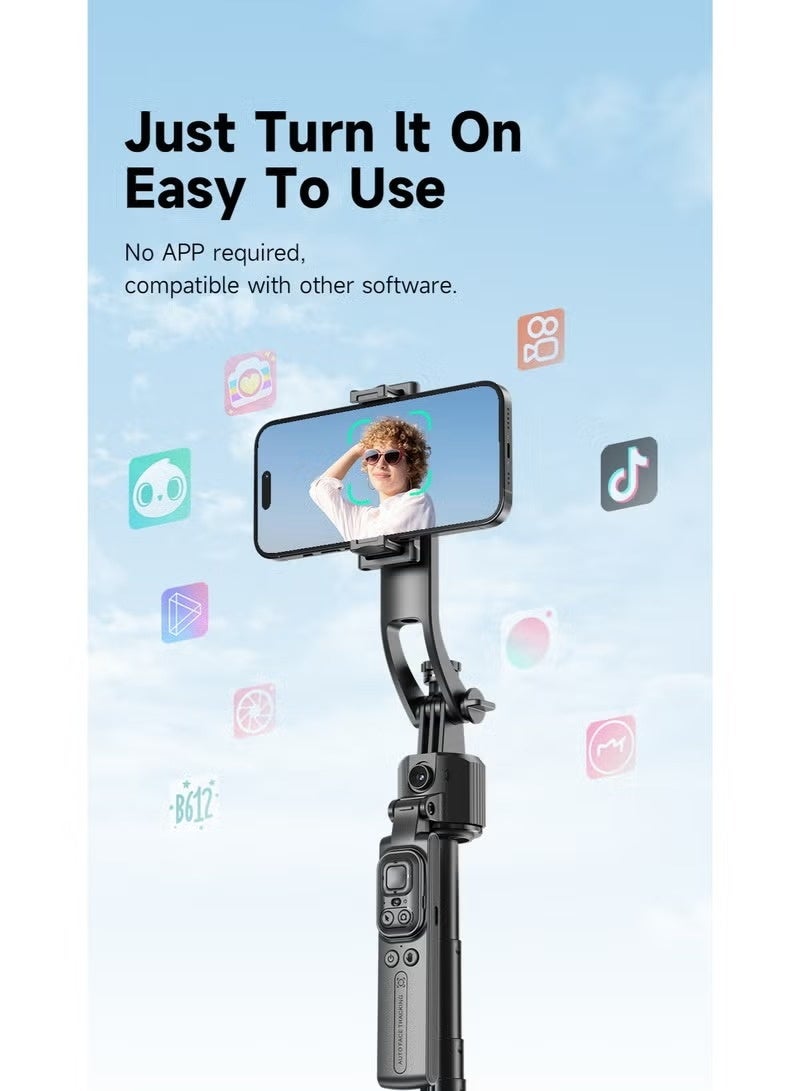 AI Tracking Gimbal Quadrapod with Auto-Follow, Gesture Control & Anti-Shake Handle, Detachable Design Extends to 1635mm, Heavy-Duty Aluminium Stand with Selfie Stick & Multi-Function Bluetooth Remote for Phone/Camera (1/4" Mount) - Image 3