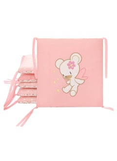 DUNISO 6 Pieces of Baby crib protective pads, male and female universal pure cotton rectangular surround pads, children's bed surround, soft, breathable and anti collision, 30cm * 30cm, pink  - Image 1