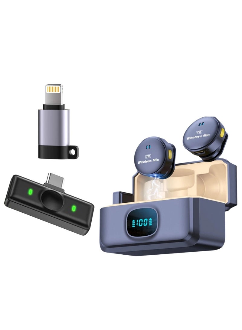 DIGI CORE Q8 Wireless Lavalier Microphone with Intelligent Noise Reduction, 48H Battery Life, Plug & Play Mic for iPhone & Android (Type-C & Lightning) Magnetic Clip Design, No Bluetooth Needed, Perfect for Interviews, Podcasts & Videos - Image 1