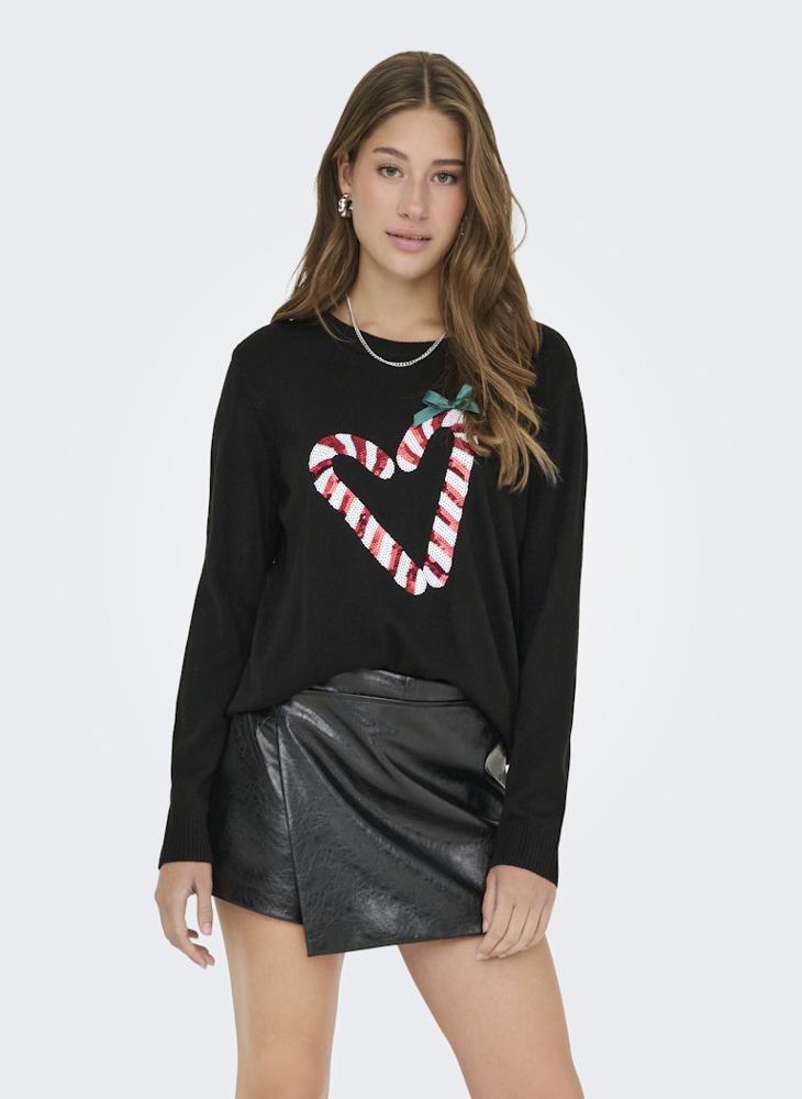 ONLY XMAS Candycane sequin detail Sweater - Image 5