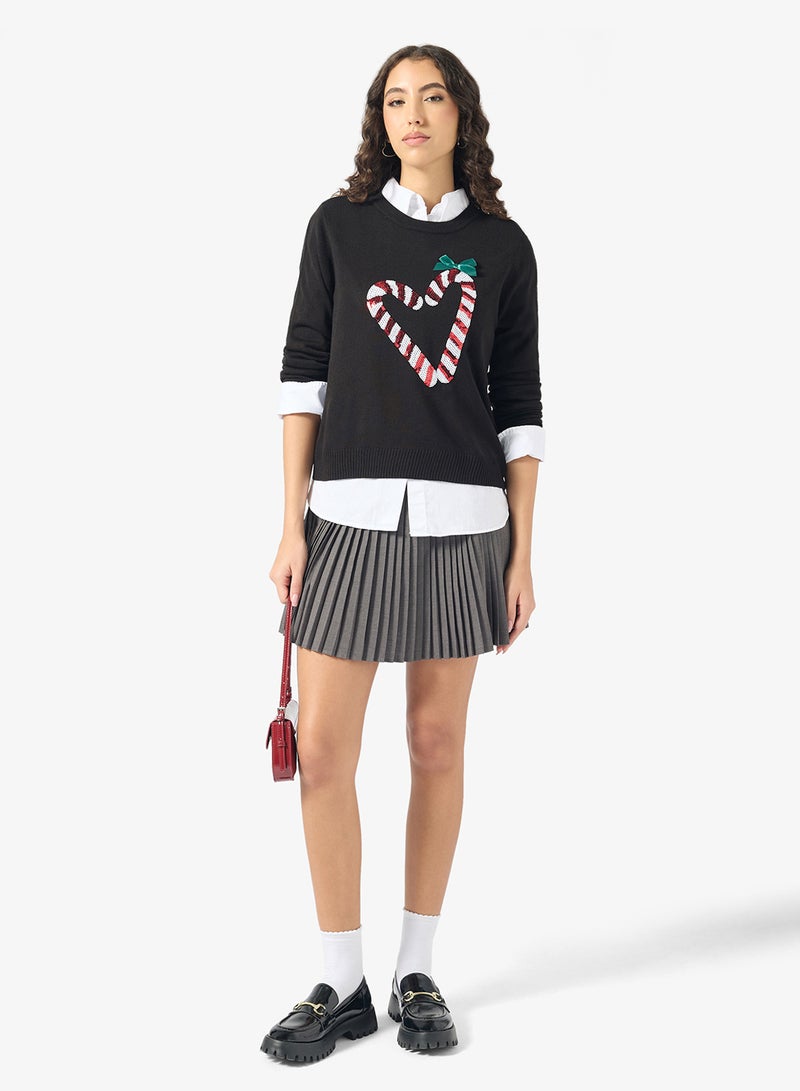 ONLY XMAS Candycane sequin detail Sweater - Image 4