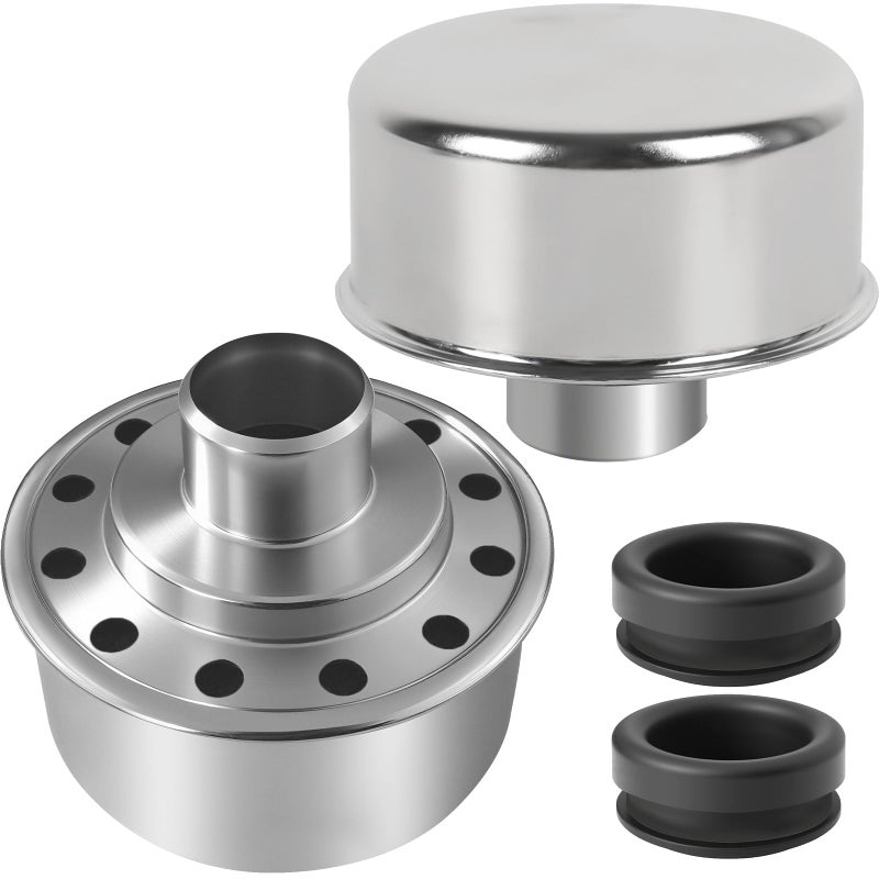 Calvana 2Pack Calvana Round PushIn Breather with 1 Tube for 114 Hole in Valve Cover Includes Grommet Compatible with Spectre 4276 Fits SBC BBC SBF 327 350 302 454 and 502 - Image 2