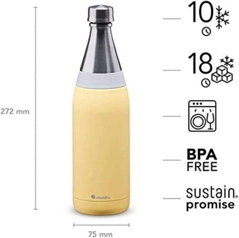 Aladdin Fresco Thermavac Stainless Steel Water Bottle 0.6L - Lemon Yellow - Image 3