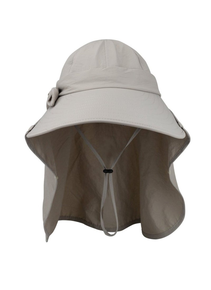 Generic Detachable Sun Visor Hat with Neck Flap, UPF 50+ UV Protective Foldable Sun Hat for Hiking Fishing, Wide Brim Sun Hat for Women Men, Face Mask Hat, Grey - Image 4