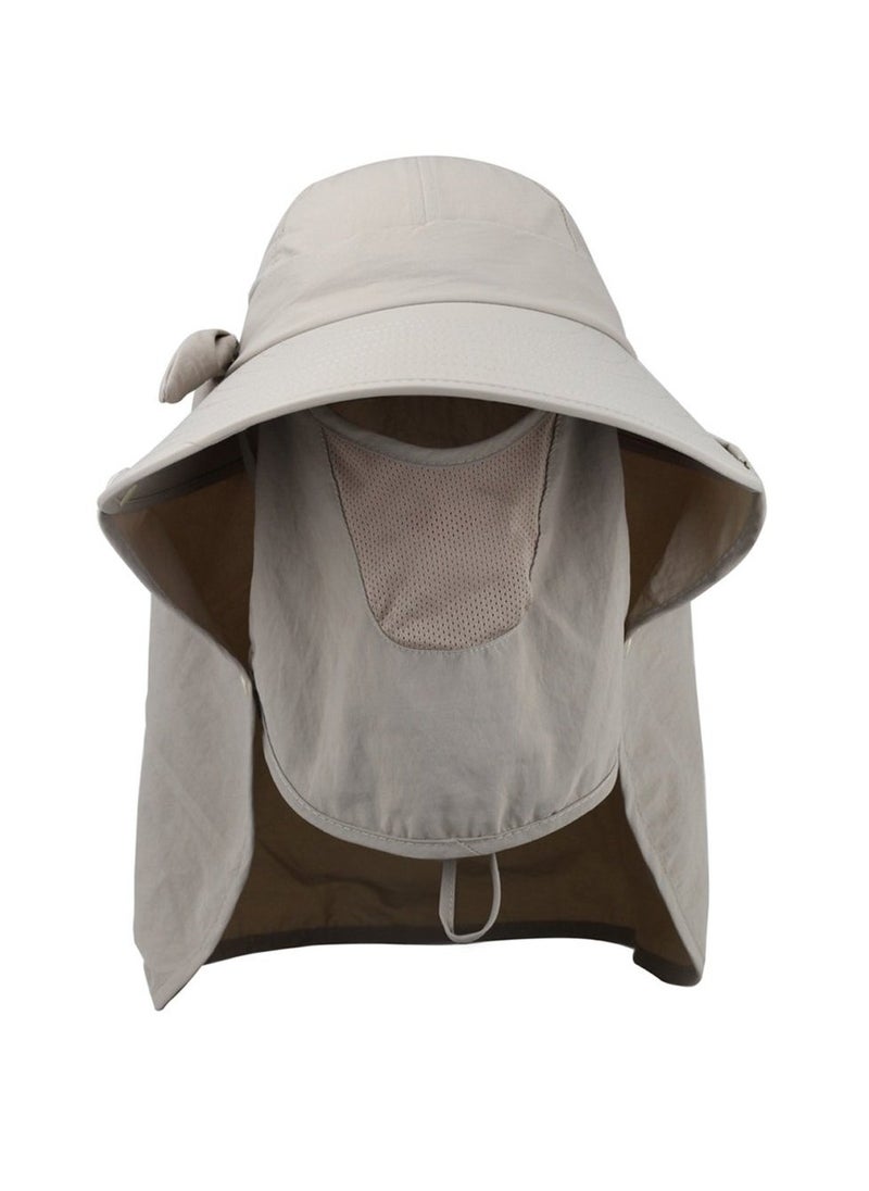 Generic Detachable Sun Visor Hat with Neck Flap, UPF 50+ UV Protective Foldable Sun Hat for Hiking Fishing, Wide Brim Sun Hat for Women Men, Face Mask Hat, Grey - Image 2