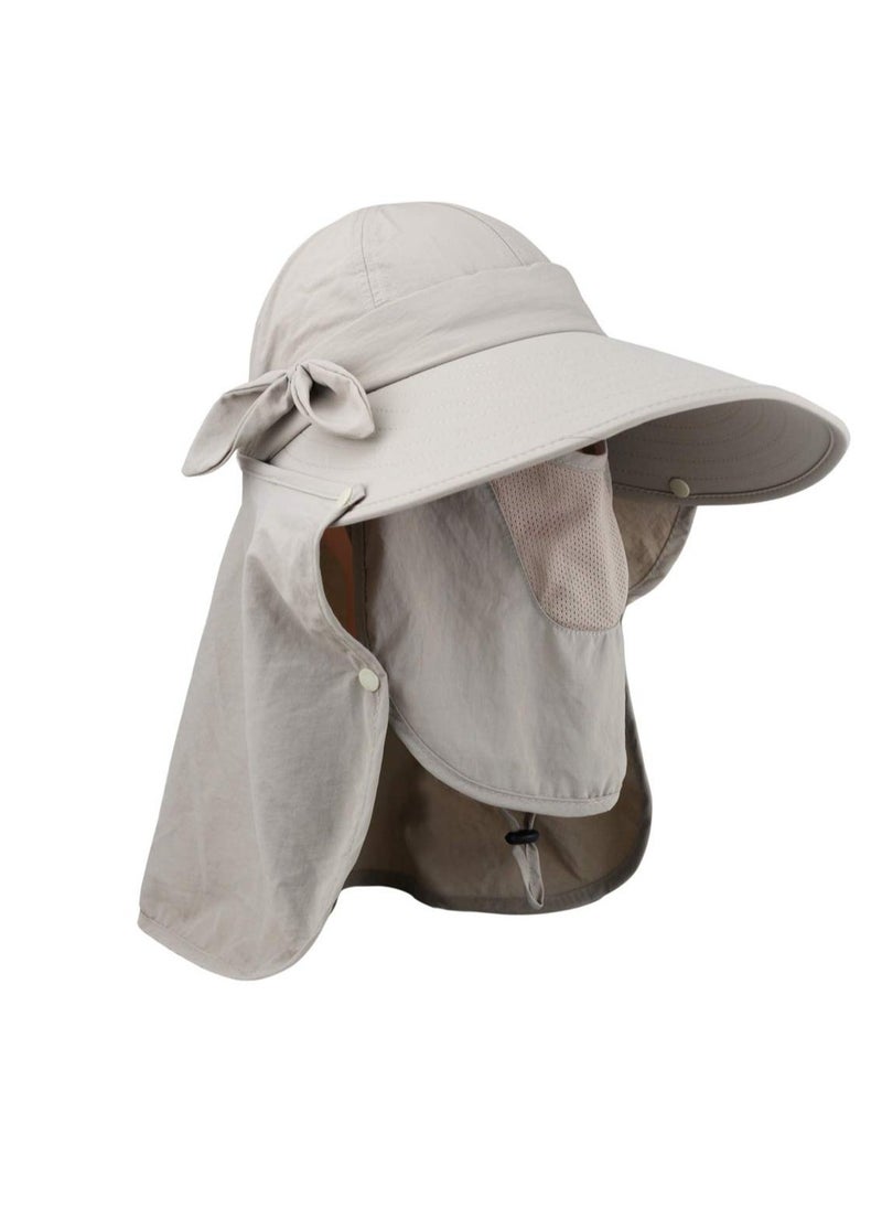 Generic Detachable Sun Visor Hat with Neck Flap, UPF 50+ UV Protective Foldable Sun Hat for Hiking Fishing, Wide Brim Sun Hat for Women Men, Face Mask Hat, Grey - Image 1