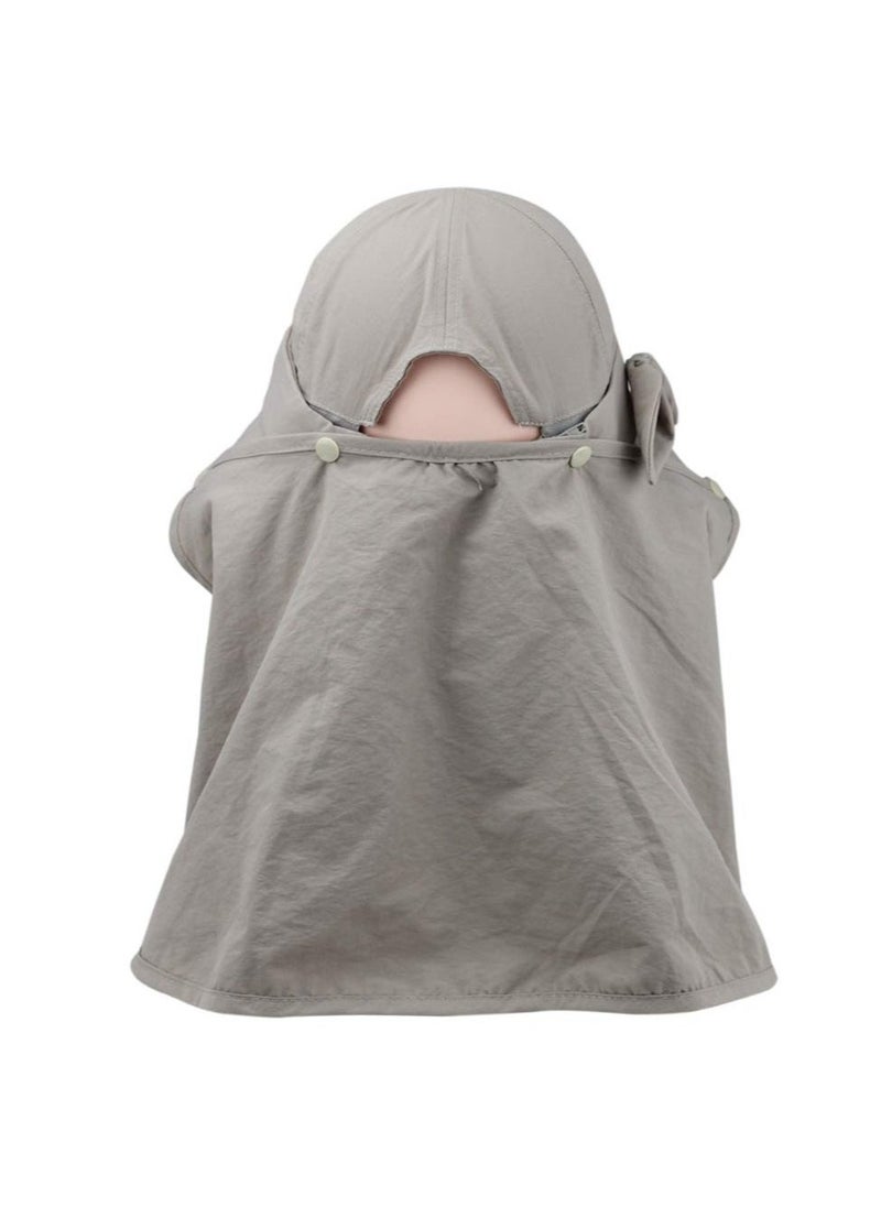 Generic Detachable Sun Visor Hat with Neck Flap, UPF 50+ UV Protective Foldable Sun Hat for Hiking Fishing, Wide Brim Sun Hat for Women Men, Face Mask Hat, Grey - Image 3