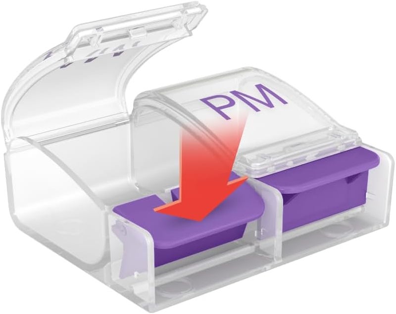 EZY DOSE Push Button Pill Organizer Box - Daily AM PM Large Compartments, Arthritis Friendly, Pack of 2 - Image 4