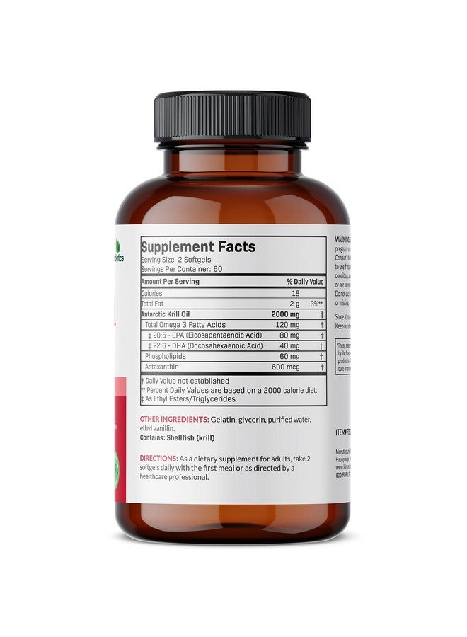 Futurebiotics Futurebiotics Antarctic Krill Oil 2000mg with Astaxanthin, Omega-3s EPA, DHA and Phospholipids - 100% Pure Premium Krill Oil Heavy Metal Tested, Non GMO - 120 Softgels  - Image 2