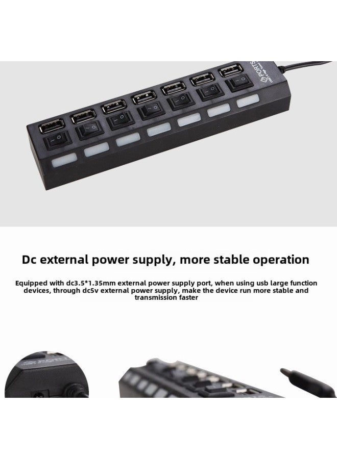 Explosions Seven-port Switch 2.0 One-to-seven Hub HUB Splitter High-speed Expansion Computer USB Extender-Number Of Interfaces:Seven-port Switch 2.0 White (bag)