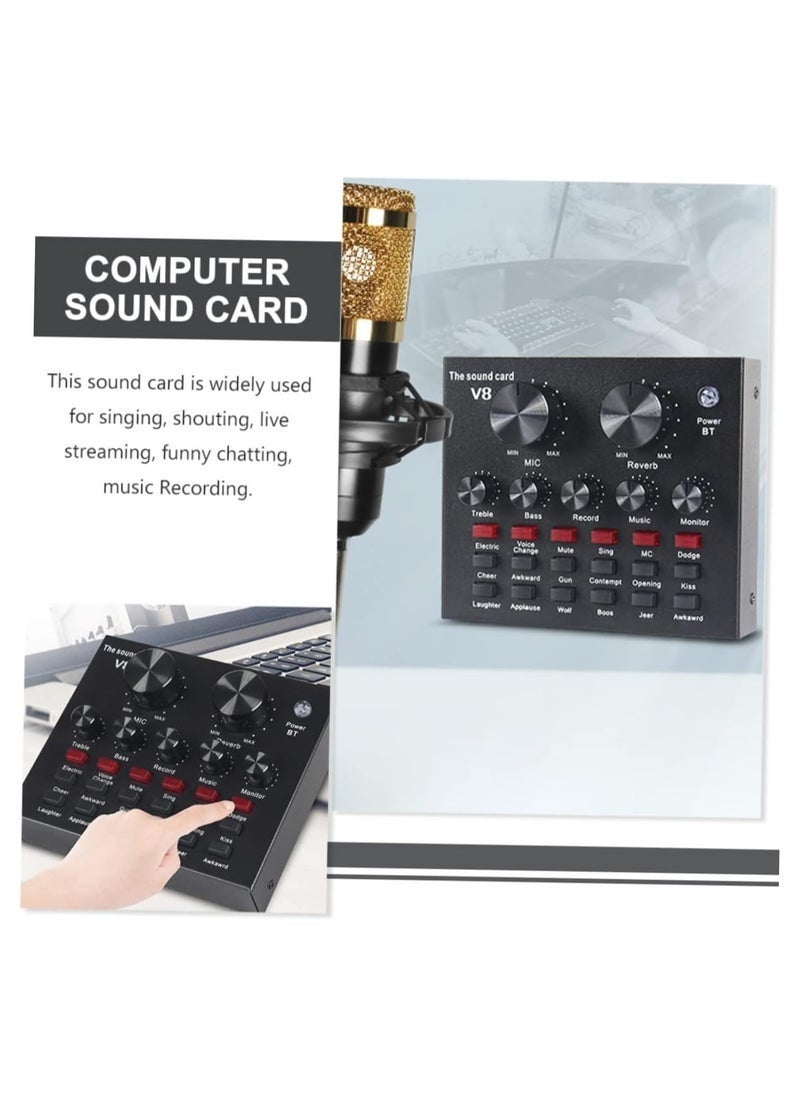 JAJEEK External Sound Card USB Live External Sound Mixer Board Voice Changer Sound Card with Multiple Sound Effects for Live Recording Home KTV Voice Chat - Image 2