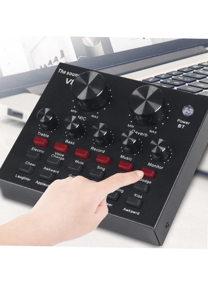 JAJEEK External Sound Card USB Live External Sound Mixer Board Voice Changer Sound Card with Multiple Sound Effects for Live Recording Home KTV Voice Chat - Image 4