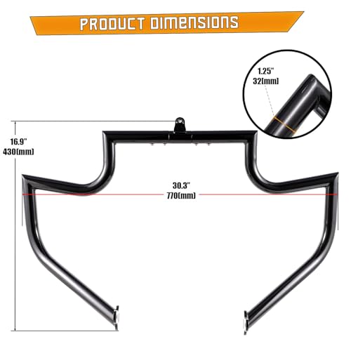 Kinglemc Crash Bar Engine Guard Highway Bar for Harley Davidson Touring Road Glide Road King Street Glide Electra Glide CVO and Trike Models (Fit for Touring 2009-2025 Gloss Black) - Image 5