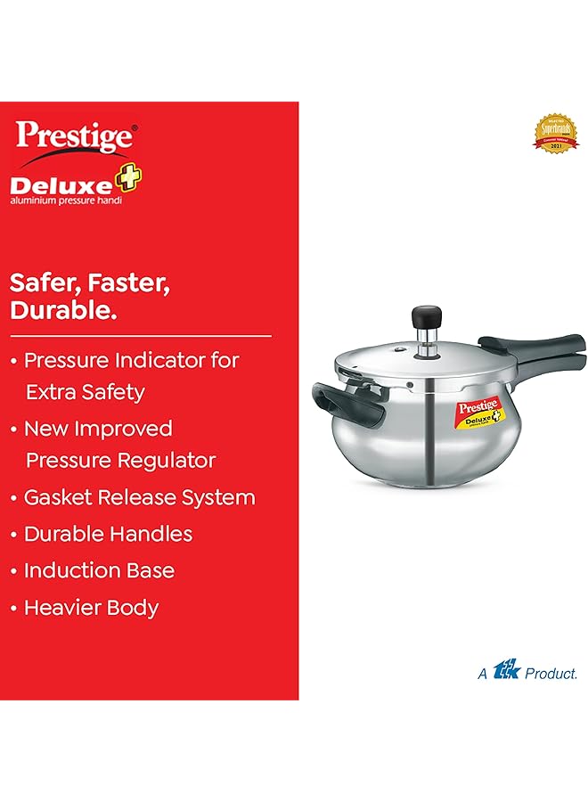 برستيج طنجرة ضغط ديلوكس بلس ميني ألمنيوم مصقولة يدويًا، 3 لتر - Image 3