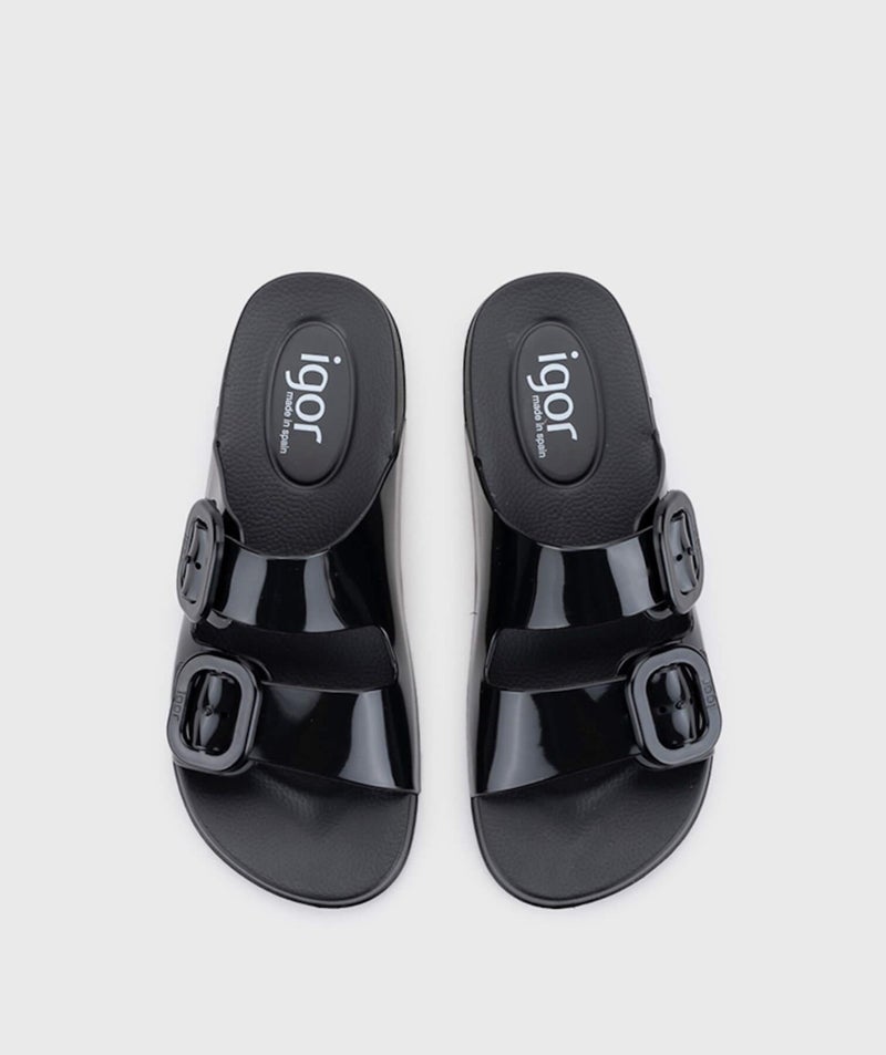 Igor Haban Brillo Double-Striped Black Slippers  - Image 4