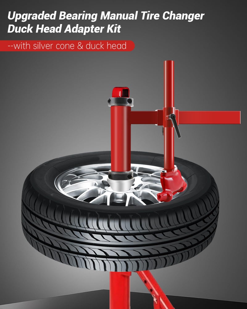 Krysolad Bearing Manual Tire Changer Duck Head Adapter Kit with Silver Cone with Duck Head Tire Changer Compatible with Most Car Tires, Only Fit for HF Tire Changer - Image 2