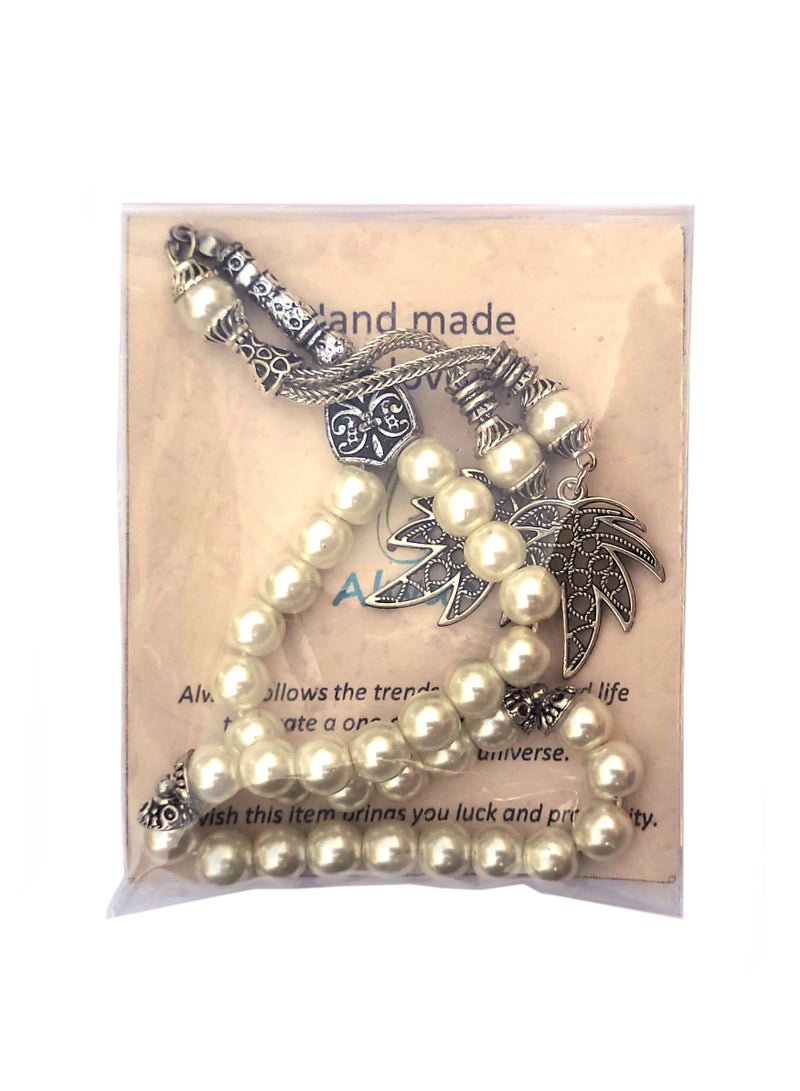 Alwan 33 Count Muslim Prayer Beads - White - Image 3