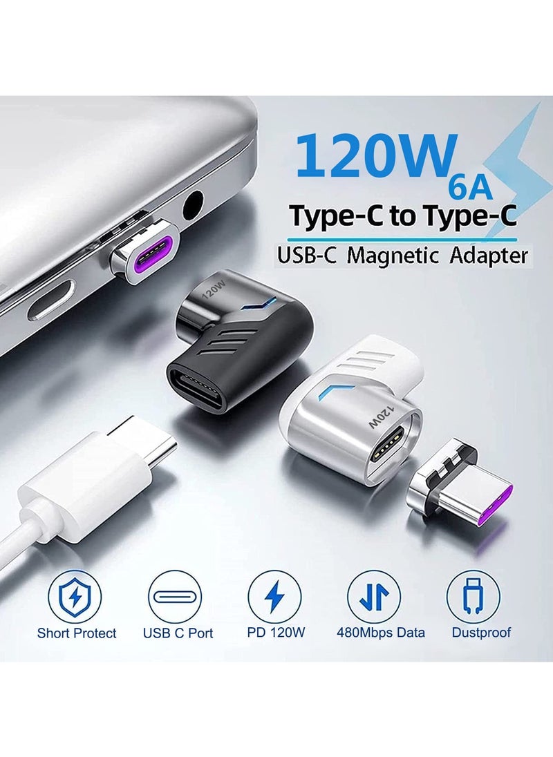 SANMUGEED - 120W USB C Magnetic Adapter (2 Pack) Magnetic USB C Right Angle 90 Degree Adapter, Support PD 100W Quick Charge, 480Mbps Data Transfer, Compatible with MacBook Pro Air and More Type C Devices - Image 1