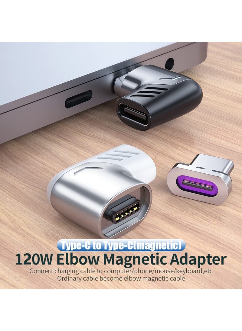 SANMUGEED - 120W USB C Magnetic Adapter (2 Pack) Magnetic USB C Right Angle 90 Degree Adapter, Support PD 100W Quick Charge, 480Mbps Data Transfer, Compatible with MacBook Pro Air and More Type C Devices - Image 1