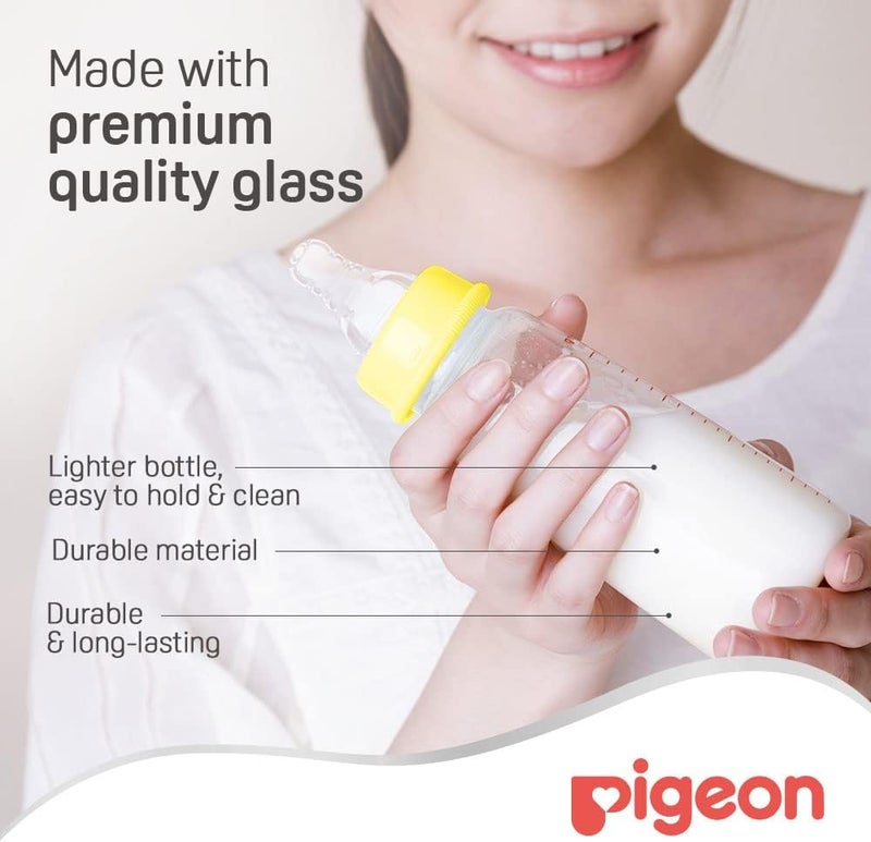 Pigeon Slim Neck Glass Bottle, White Cap, Ultra-Soft Silicone, Anti-Colic, BPA & BPS Free, 200Ml, Multicolor - Image 5