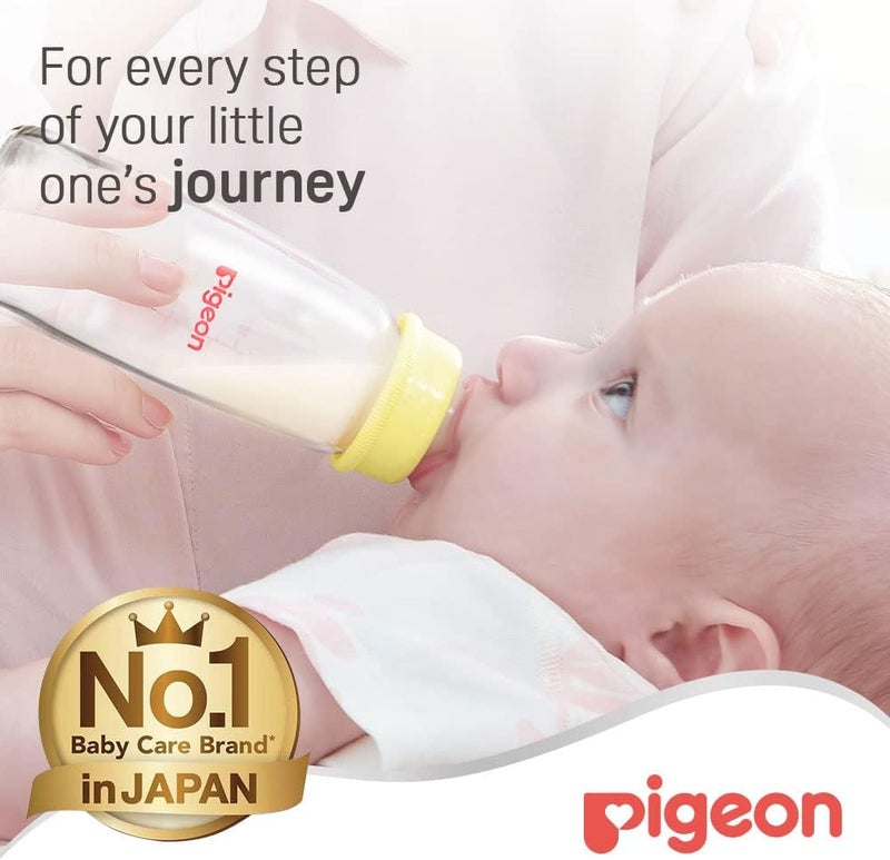 Pigeon Slim Neck Glass Bottle, White Cap, Ultra-Soft Silicone, Anti-Colic, BPA & BPS Free, 200Ml, Multicolor - Image 2