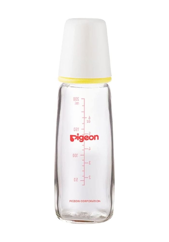 Pigeon Slim Neck Glass Bottle, White Cap, Ultra-Soft Silicone, Anti-Colic, BPA & BPS Free, 200Ml, Multicolor - Image 1