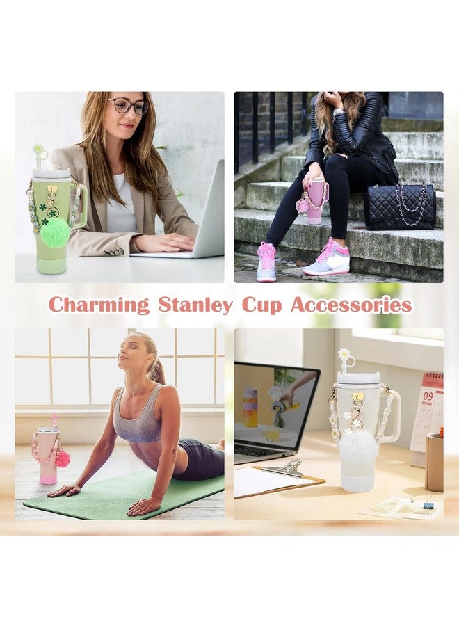 House of Quirk 7 Accessories Set Handle Strap, Silicone Cup Boot, Silicone Straw Cover, Charms for Cup 40oz & 30oz Tumbler (Pink, Tumbler Not Included) - Image 5