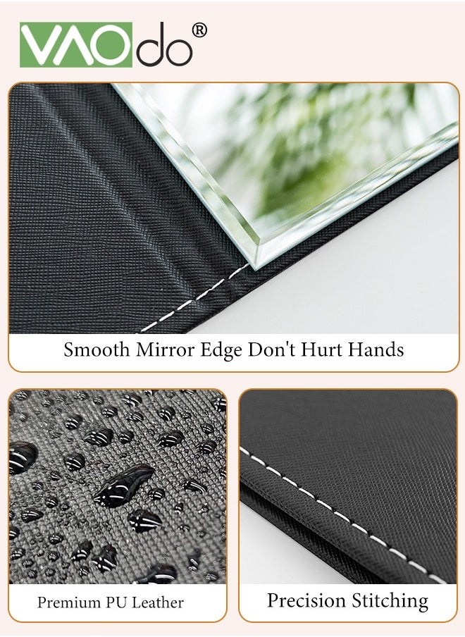 VAOdo Protable PU Leather Mirror, Folding Desktop Makeup Mirror with Adjustable Stand, Rectangular Ultrathin Vanity Mirrorfor Personal Use, for Travel, Camping, Home 27*20CM  - Image 5