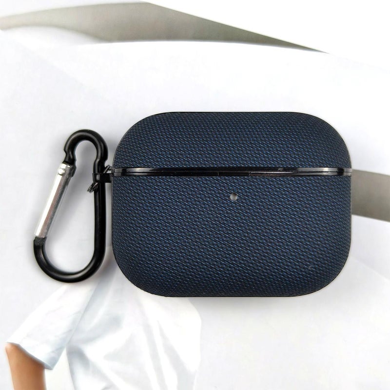 For AirPods Pro Technical Fabric Double Strand Leather Earphone Protective Case(Blue)