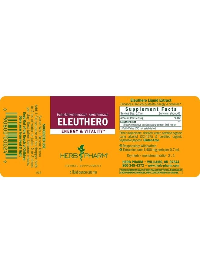 HERB PHARM Eleuthero Root Liquid Extract for Energy and Stamina, Cane Alcohol, 1 Ounce - Image 2