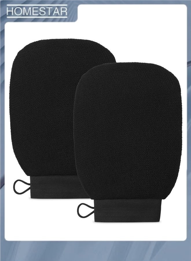HOMESTAR 2 Pack Deep Exfoliating Glove for Body ，Deep Exfoliating Gloves Body Scrubber Dead Skin Remover , Shower Mitt with Elastic Band & Hanging Loop (Black) - Image 1