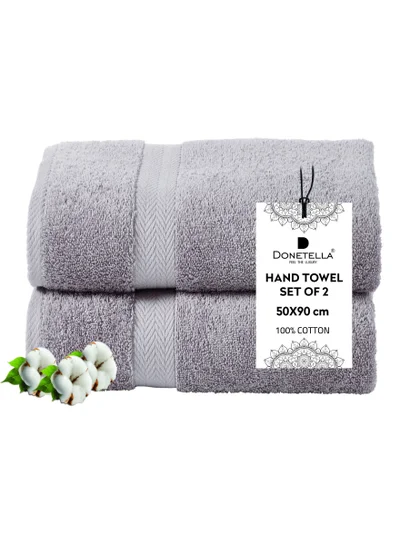 Donetella Premium 100 % Combed Cotton 2-Pcs Hand Towel Set  (50 X  90 CM) 600 GSM Super Soft Hand Towel, Highly Absorbent, Quick Dry,Best Towel for Bathroom, Spa And Hotel,Violet Ice